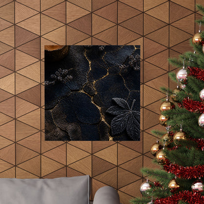Luxurious Cracked Earth Wall Art Print - Moody Minimal Dark Japandi