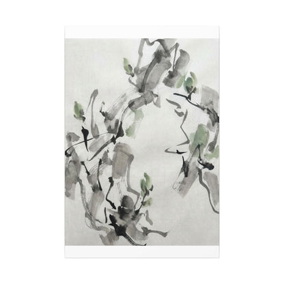 Zen Ink Brushstroke in Overcast | Sumi E Canvas Art