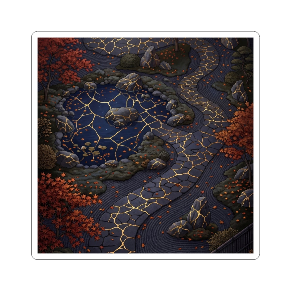 Resilient Moonlit Garden Sticker - Gold Vein Kintsugi