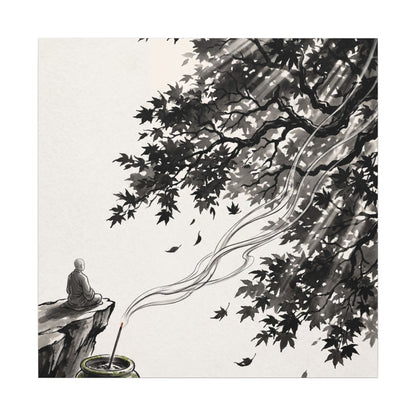 Serene Incense Smoke Canvas Art - Ukiyo E Inspired Zen