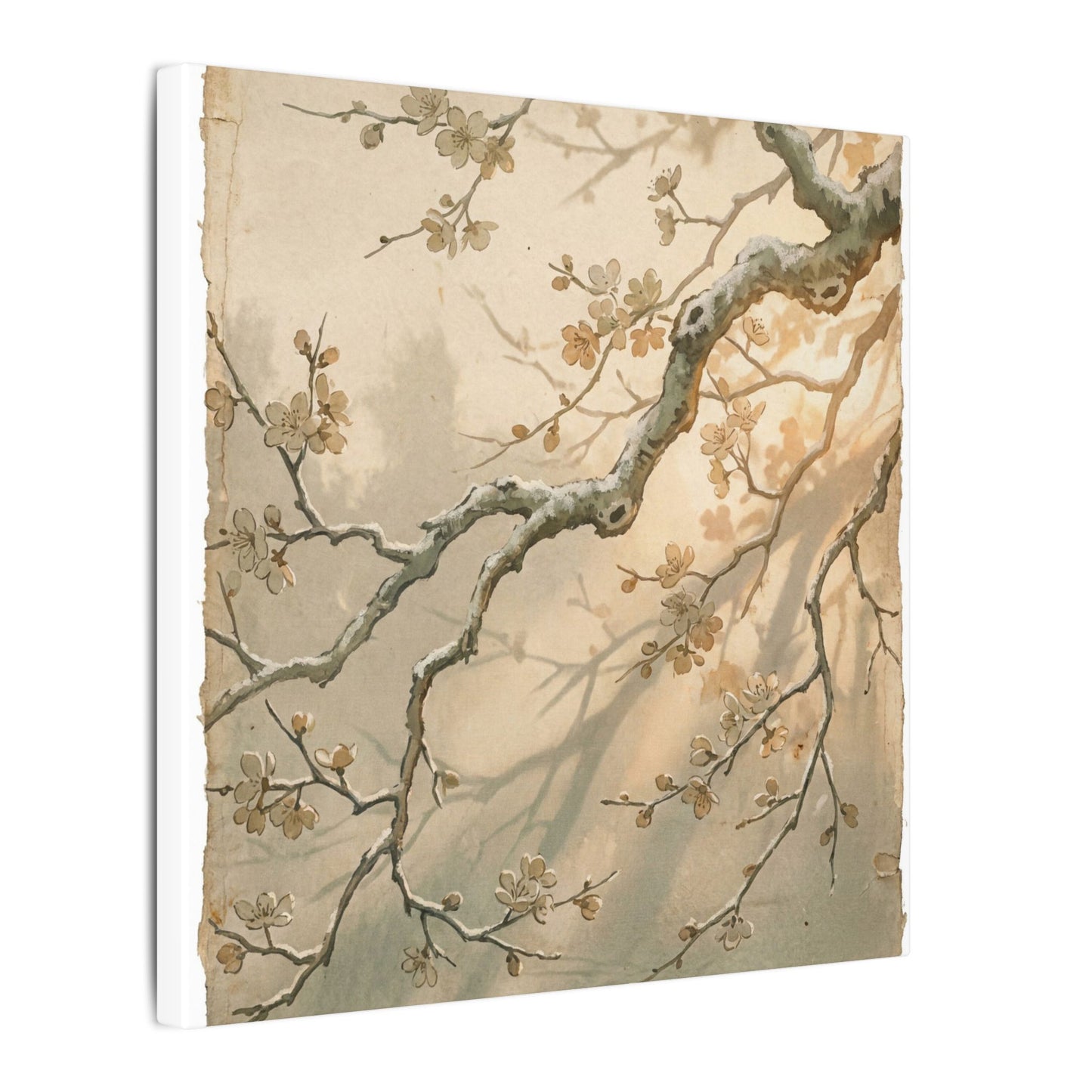 Cherry Blossom Canvas Art | Winter Japandi Japanese Pattern Art