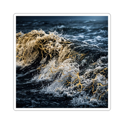 Moonlight Ocean Wave Sticker - Kintsugi Mono No Aware Art Print