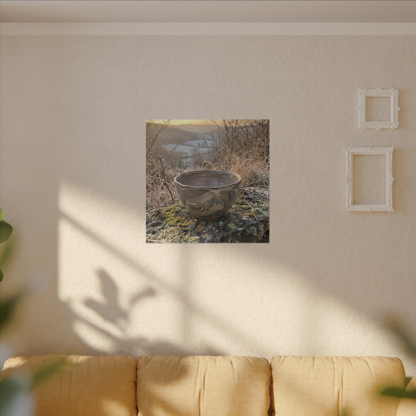 Golden Hour Ceramic Bowl Canvas Art - Japandi Shibui