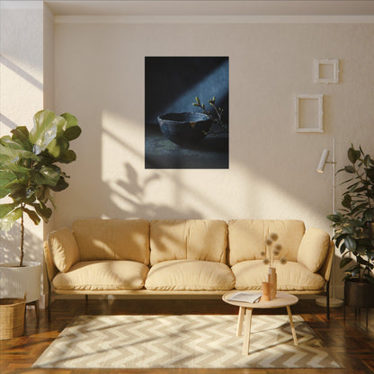 Ceramic Bowl Shadow Zen Canvas Art | Sophisticated Dark Japandi Art