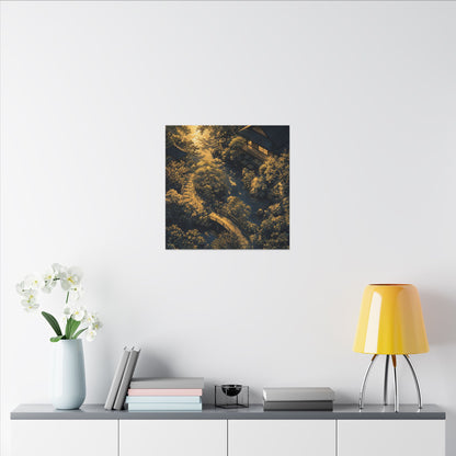 Contemplative Moonlit Garden Canvas Art - Ukiyo E Inspired Zen