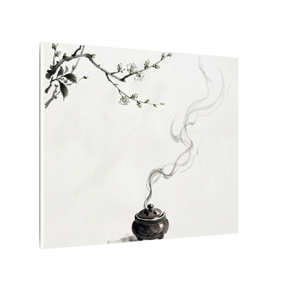 Calm Incense Smoke Canvas Art - Sumi E Zen