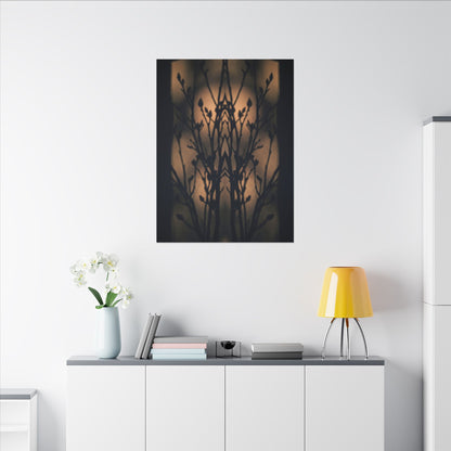 Dark Japandi Shadow Play in Golden Hour | Shadow Zen Canvas Art