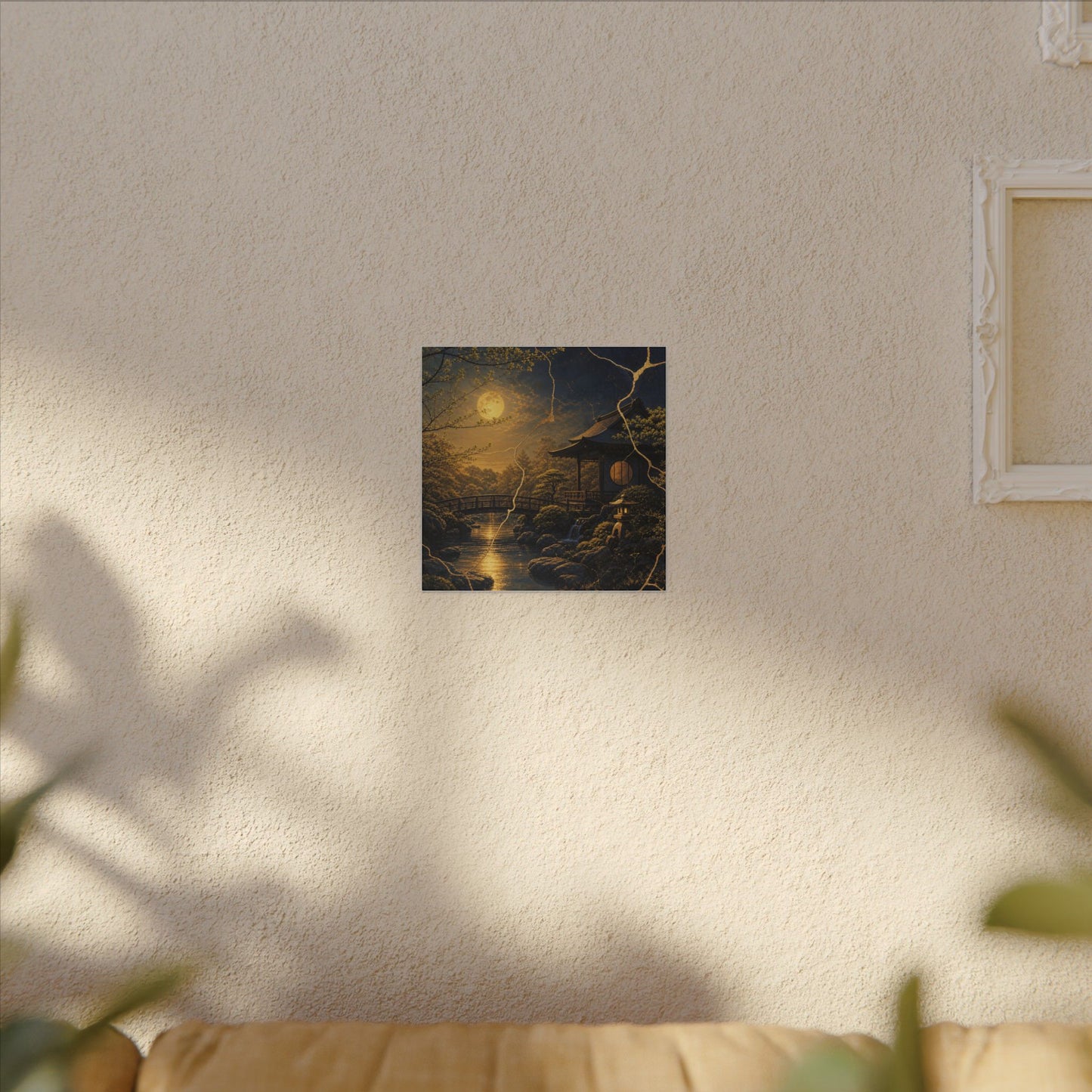 Spring Moonlit Garden Gold Vein Canvas Art | Resilient Decor