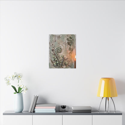 Japandi Fern Unfurling in Candlelight | Texture Canvas Art