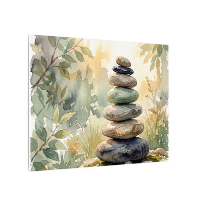 Golden Hour River Stones Canvas Art - Japandi Mono No Aware