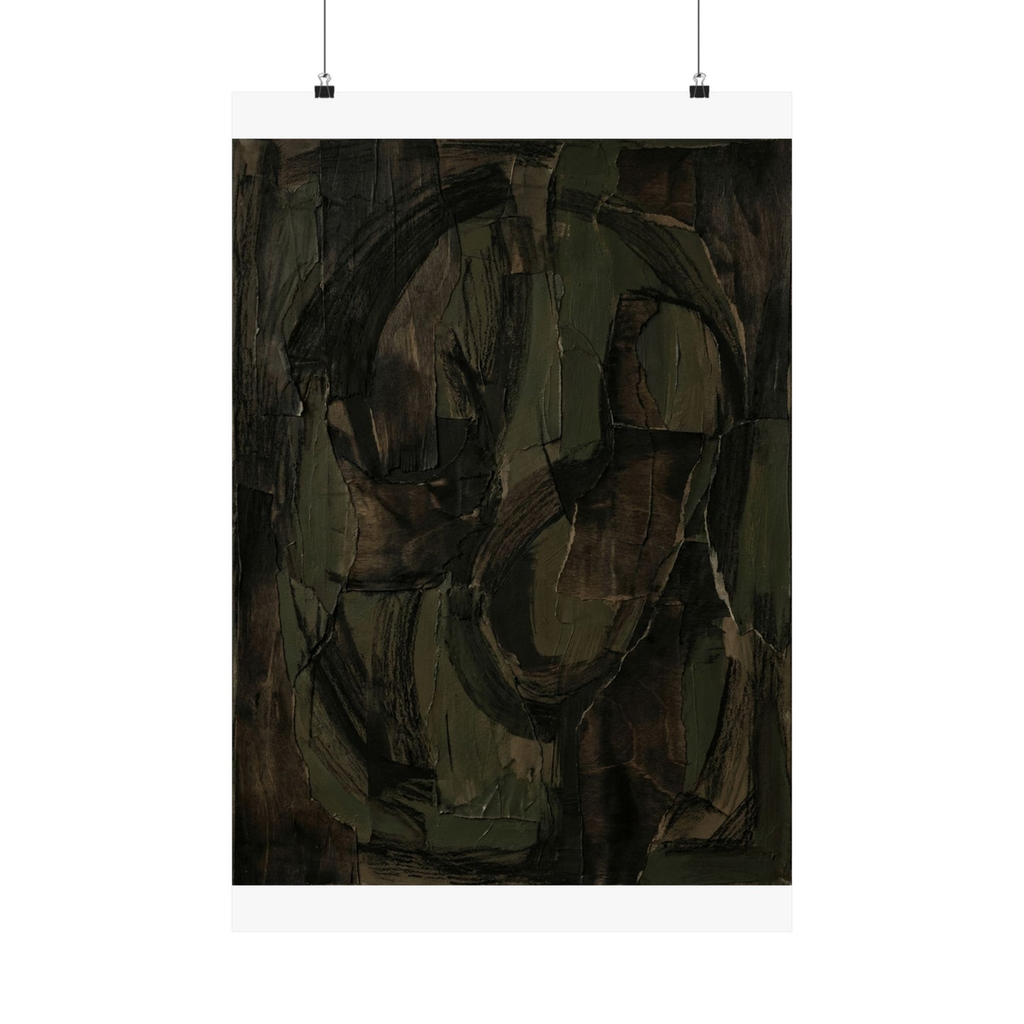 Mixed Media Dark Japandi Textured Wall Art Print | Mixed Media Dark Texture Art Print