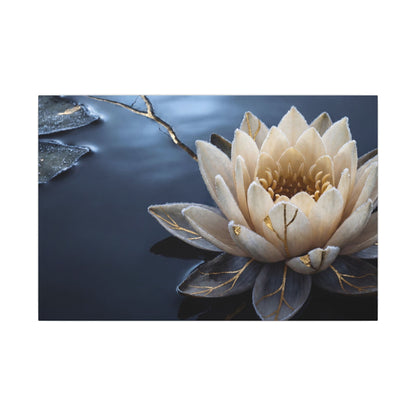 Beautiful Lotus Flower Canvas Art - Gold Vein Kintsugi