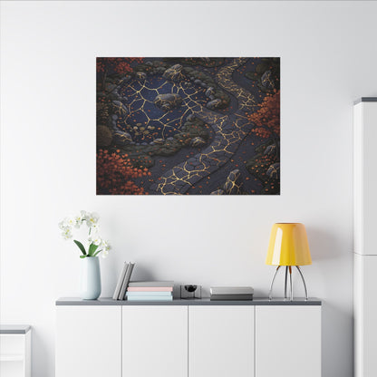 Moonlit Garden Gold Vein Canvas Art | Resilient Kintsugi Art