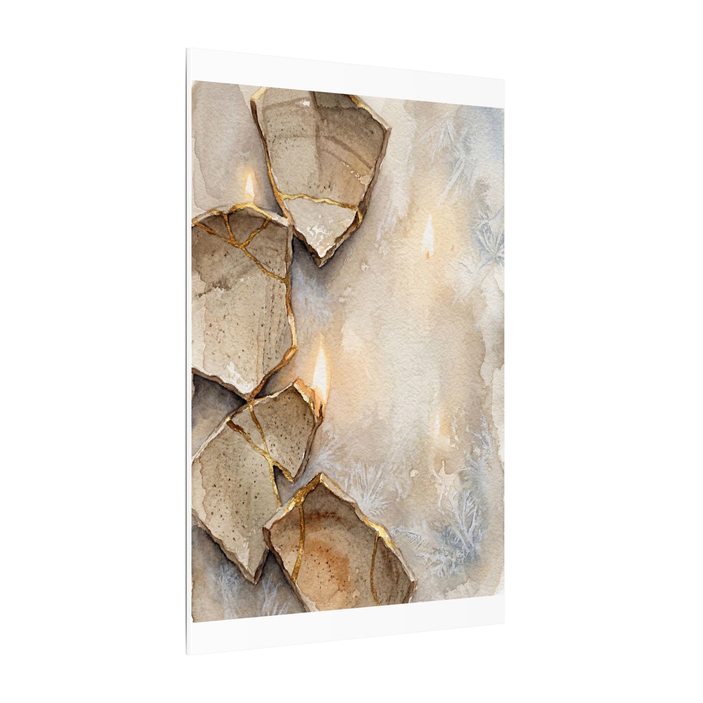 Broken Pottery Winter Canvas Art | Japandi Warm Design