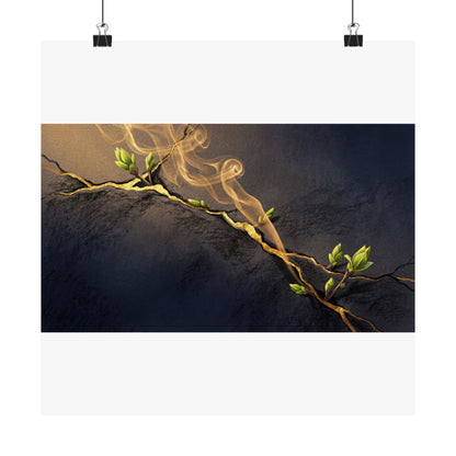 Ma Incense Smoke Wall Art Print - Kintsugi Gold Vein