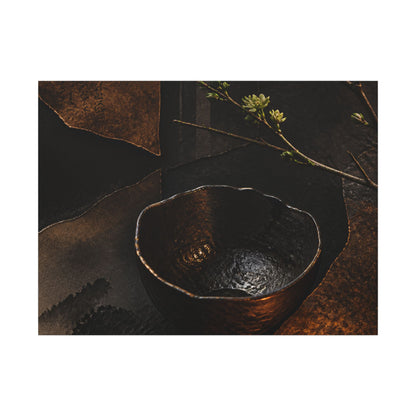 Atmospheric Ceramic Bowl Canvas Art - Shadow Zen Dark Japandi