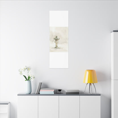 Stone Lantern Winter Canvas Art | Japandi Earthy Design