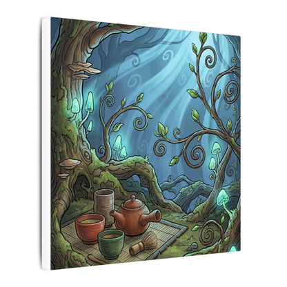 Spring Tea Ceremony Forest Whimsy Canvas Art | Cozy Decor