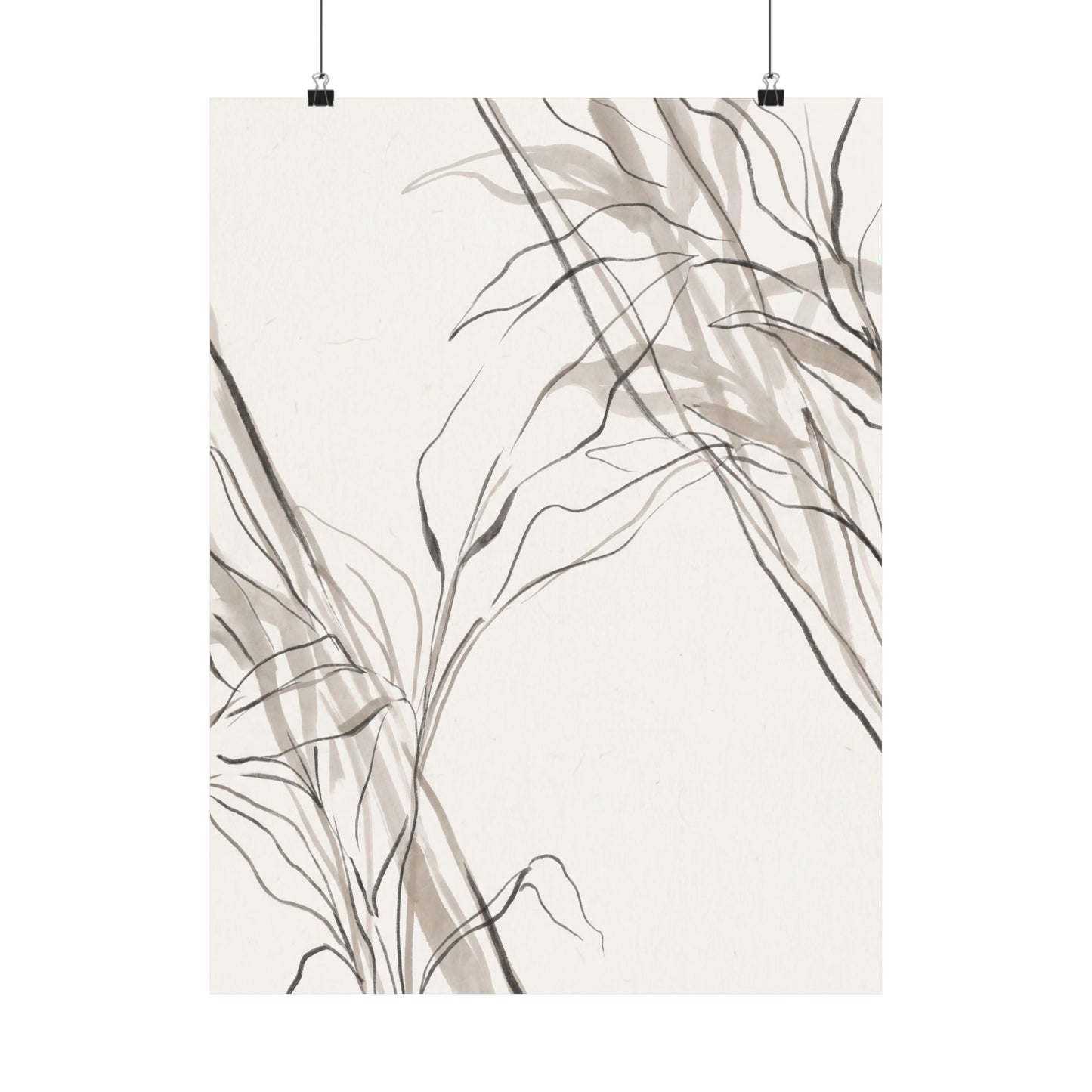Japandi Shoji Screen in Dappled | Minimal Line Wall Art Print