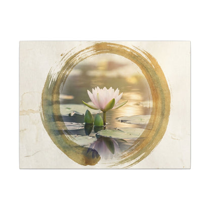 Peaceful Lotus Flower Canvas Art - Enso Zen
