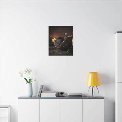 Broken Pottery Spring Canvas Art | Dark Japandi Luxurious Design