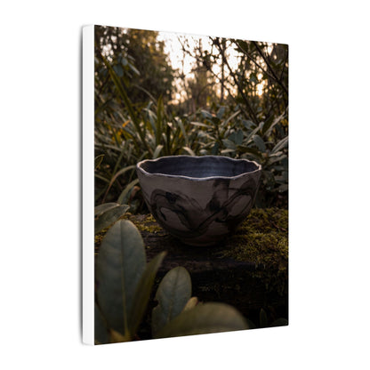 Ceramic Bowl Canvas Art | Summer Dark Japandi Charcoal Ink Art