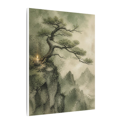 Candlelight Pine Tree Canvas Art - Japandi Kanso