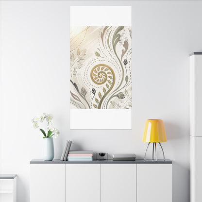 Japandi Fern Unfurling in Golden Hour | Japanese Pattern Canvas Art