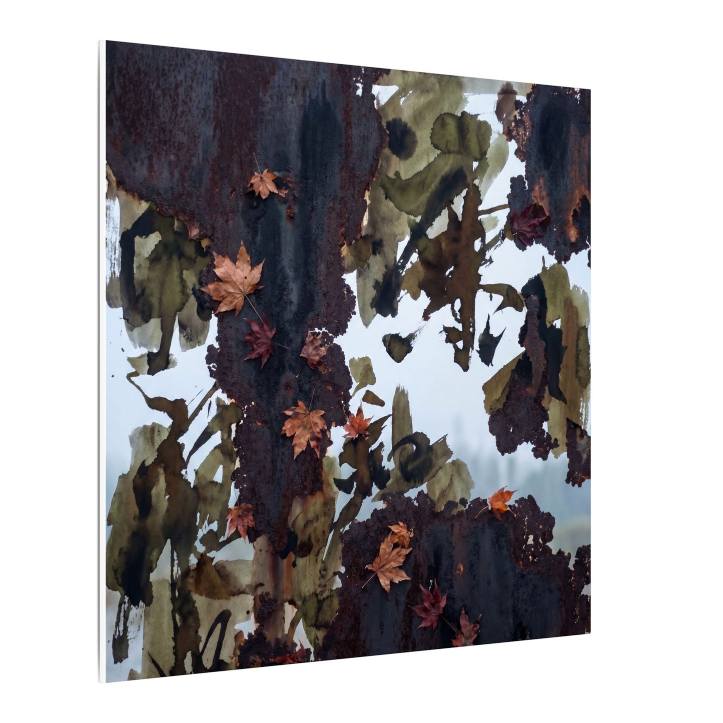 Rust Patina Charcoal Ink Canvas Art | Sophisticated Dark Japandi Art