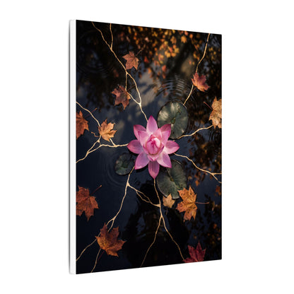 Ma Lotus Flower Canvas Art - Kintsugi Gold Vein