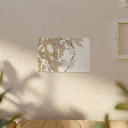 Warm Shoji Screen Canvas Art - Minimal Line Japandi