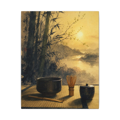 Tea Ceremony Sumi E Canvas Art | Contemplative Zen Art