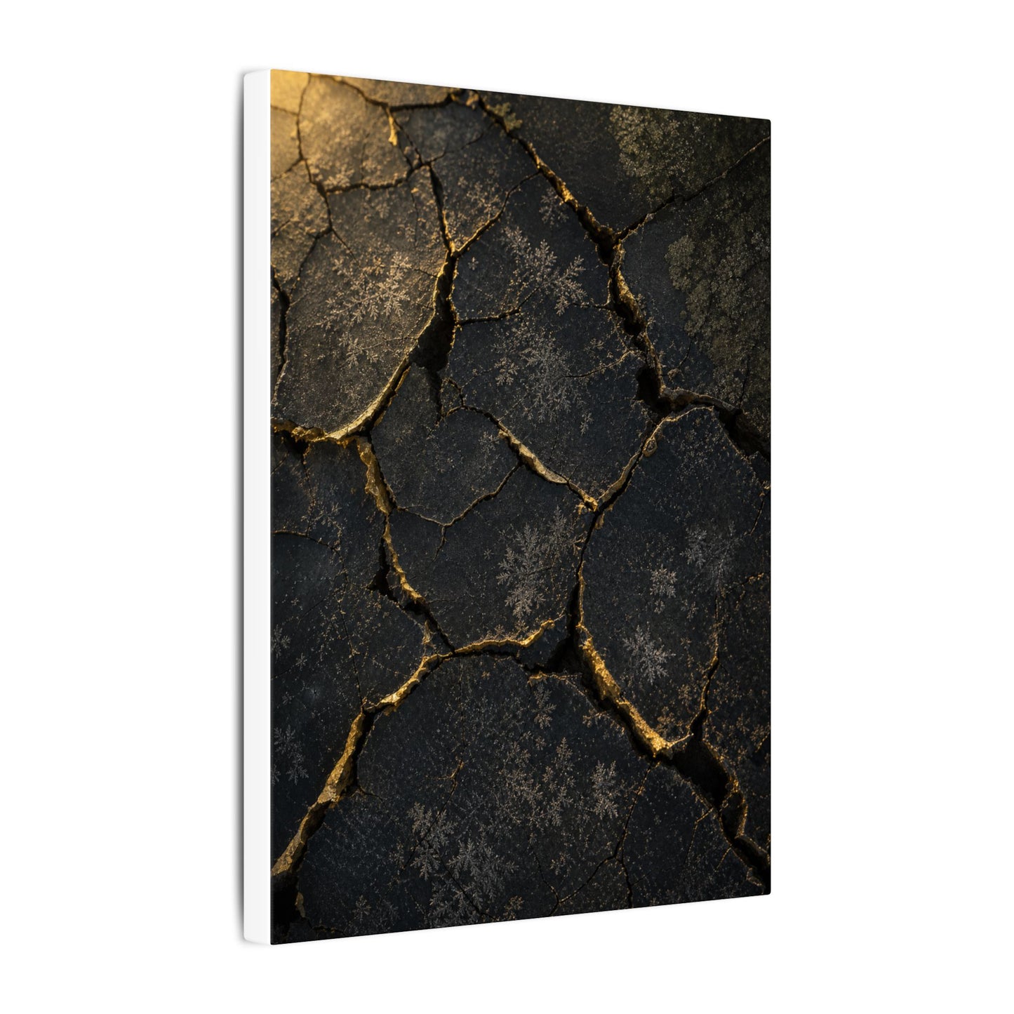 Cracked Earth Canvas Art | Winter Dark Japandi Shadow Zen Art