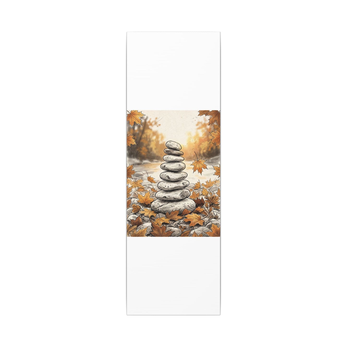 Earthy River Stones Canvas Art - Minimal Line Japandi