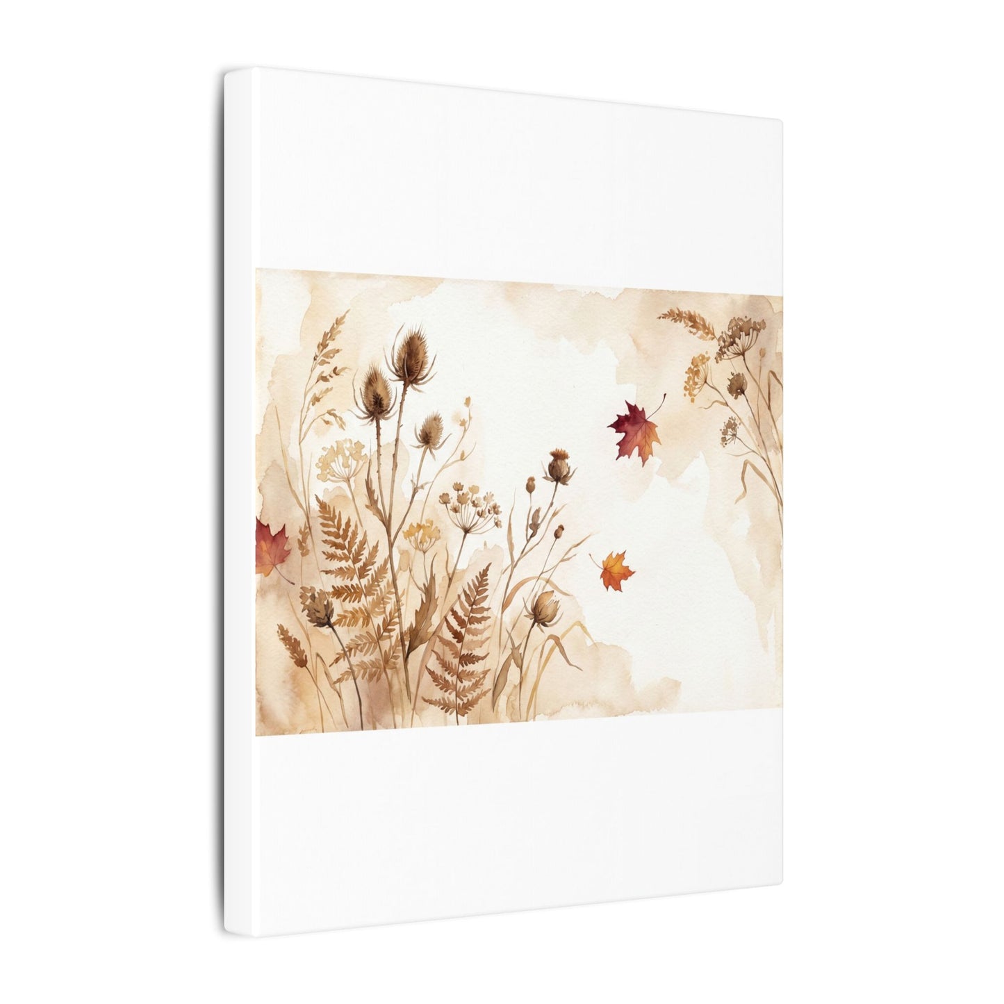 Dried Flowers Canvas Art | Autumn Japandi Watercolor Art