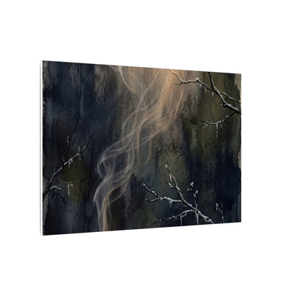 Incense Smoke Winter Canvas Art | Dark Japandi Moody Design