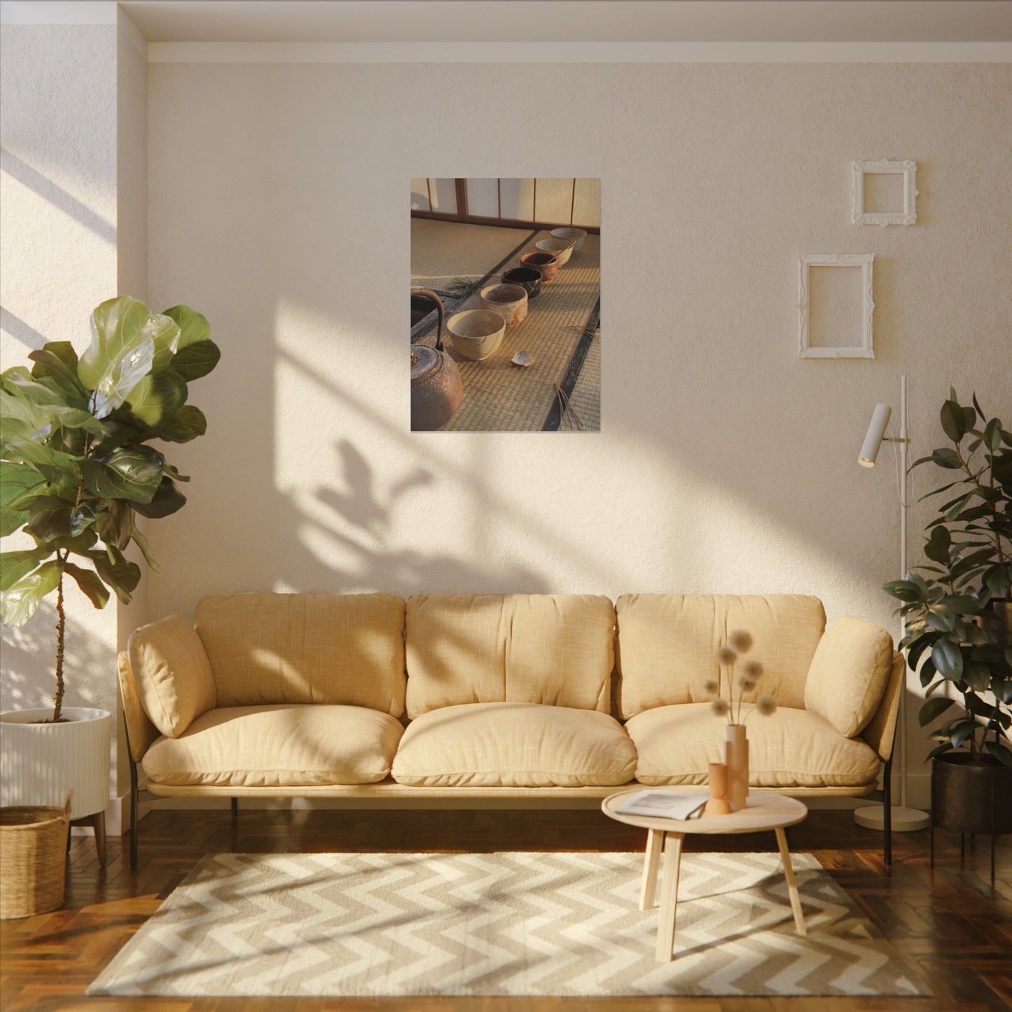 Kintsugi Tea Ceremony in Golden Hour | Gold Repair Canvas Art