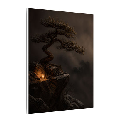Pine Tree Shadow Zen Canvas Art | Luxurious Dark Japandi Art