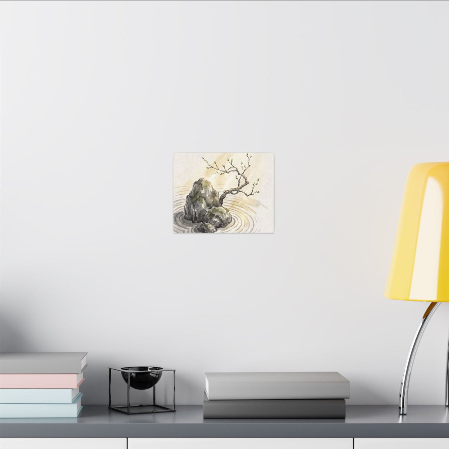 Serene Rock Garden Canvas Art - Sumi E Zen