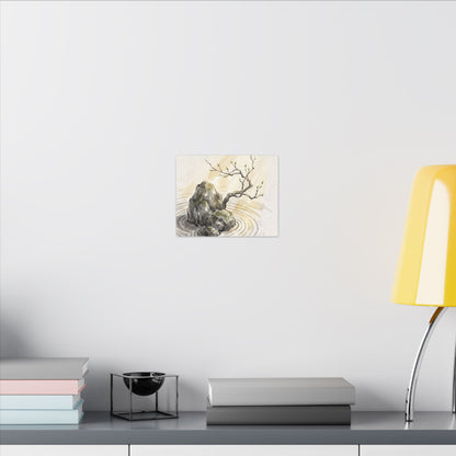 Serene Rock Garden Canvas Art - Sumi E Zen
