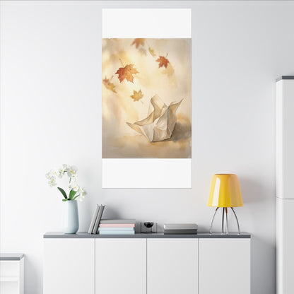 Japandi Paper Fold in Golden Hour | Watercolor Canvas Art