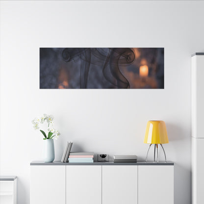 Incense Smoke Winter Canvas Art | Dark Japandi Sophisticated Design