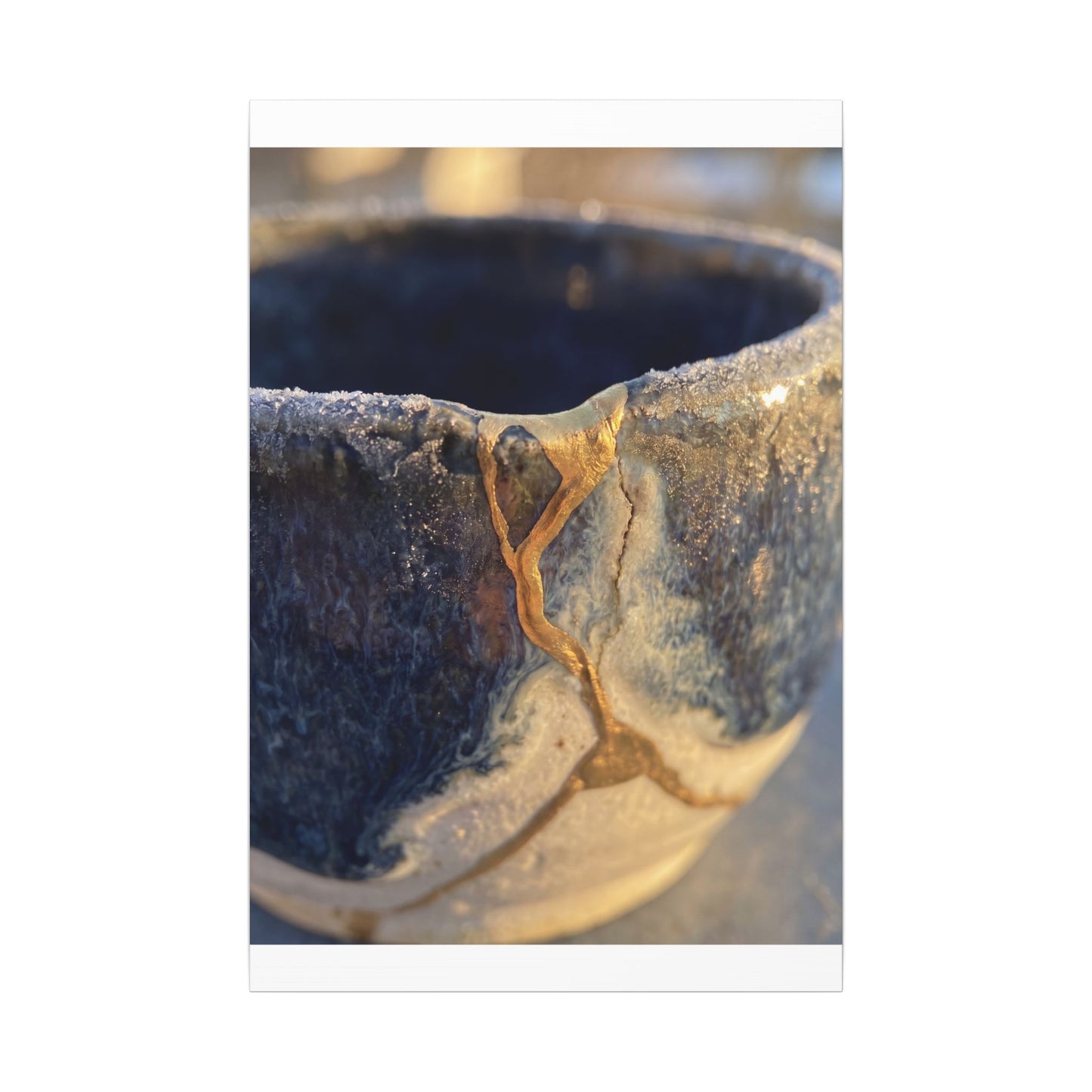 Winter Ceramic Bowl Gold Vein Canvas Art | Healing Decor
