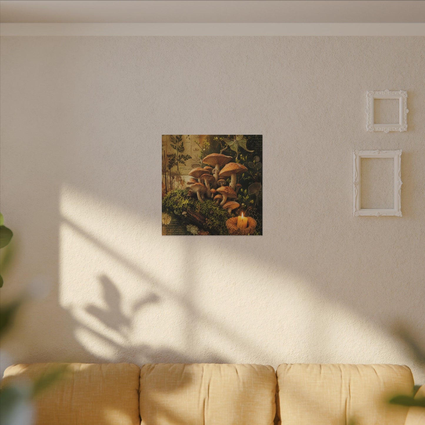 Spring Wild Mushrooms Herbarium Canvas Art | Earthy Decor