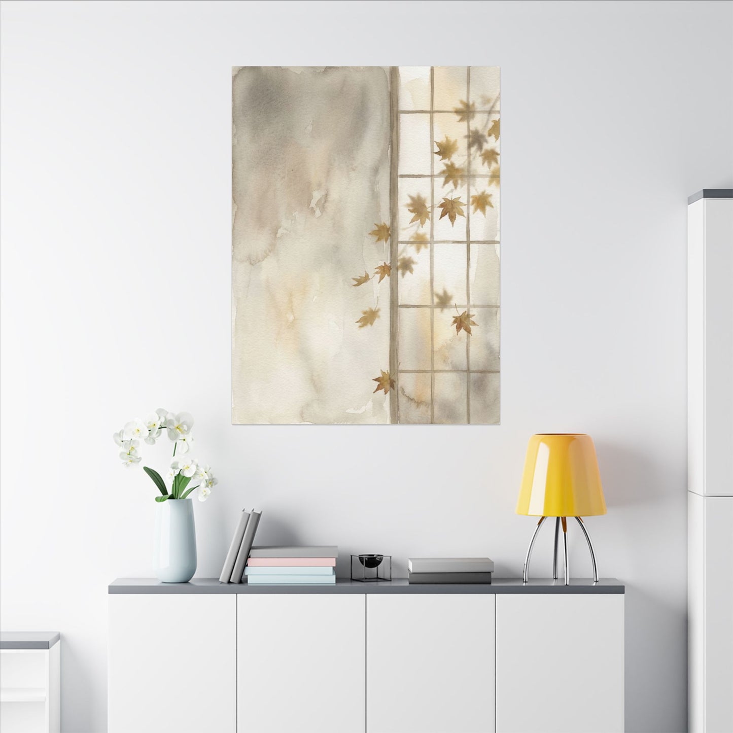 Warm Shoji Screen Canvas Art - Watercolor Japandi