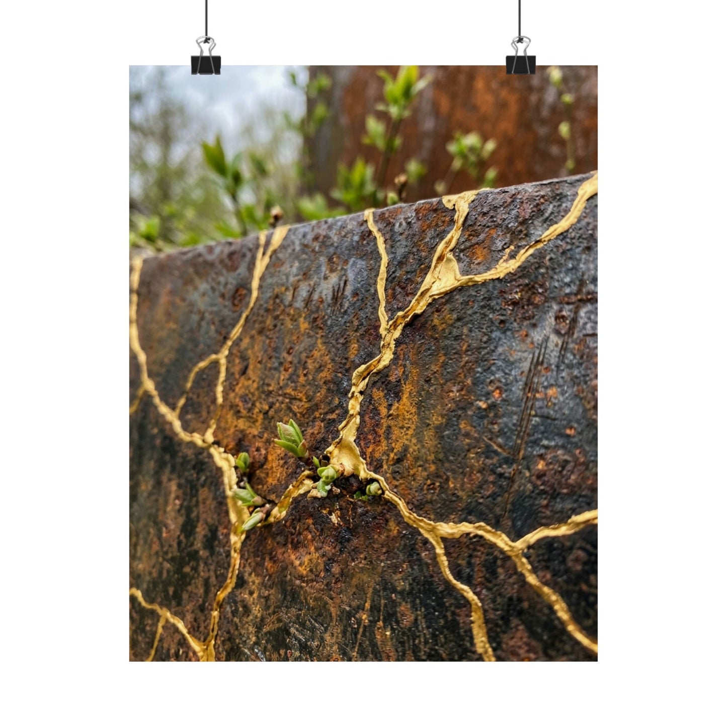 Philosophical Rust Patina Wall Art Print - Gold Repair Kintsugi