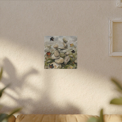 Overcast River Stones Canvas Art - Japandi Fukinsei