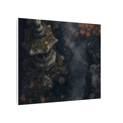 Stone Lantern Canvas Art | Autumn Japandi Texture Art