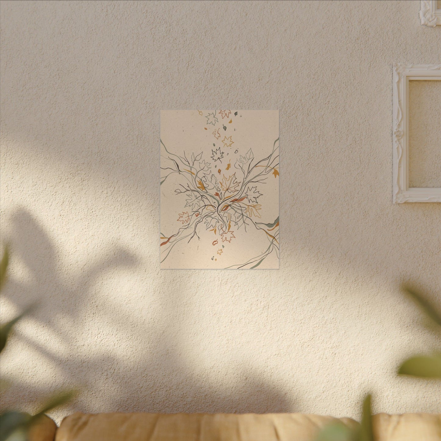 Warm Shadow Play Canvas Art - Minimal Line Japandi
