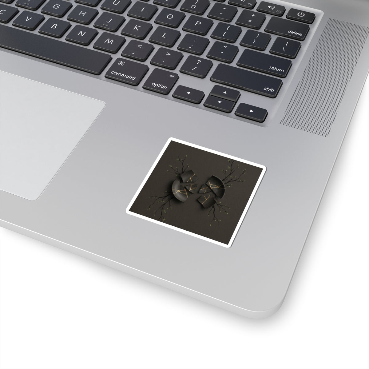 Bold Broken Pottery Sticker - Charcoal Ink Dark Japandi